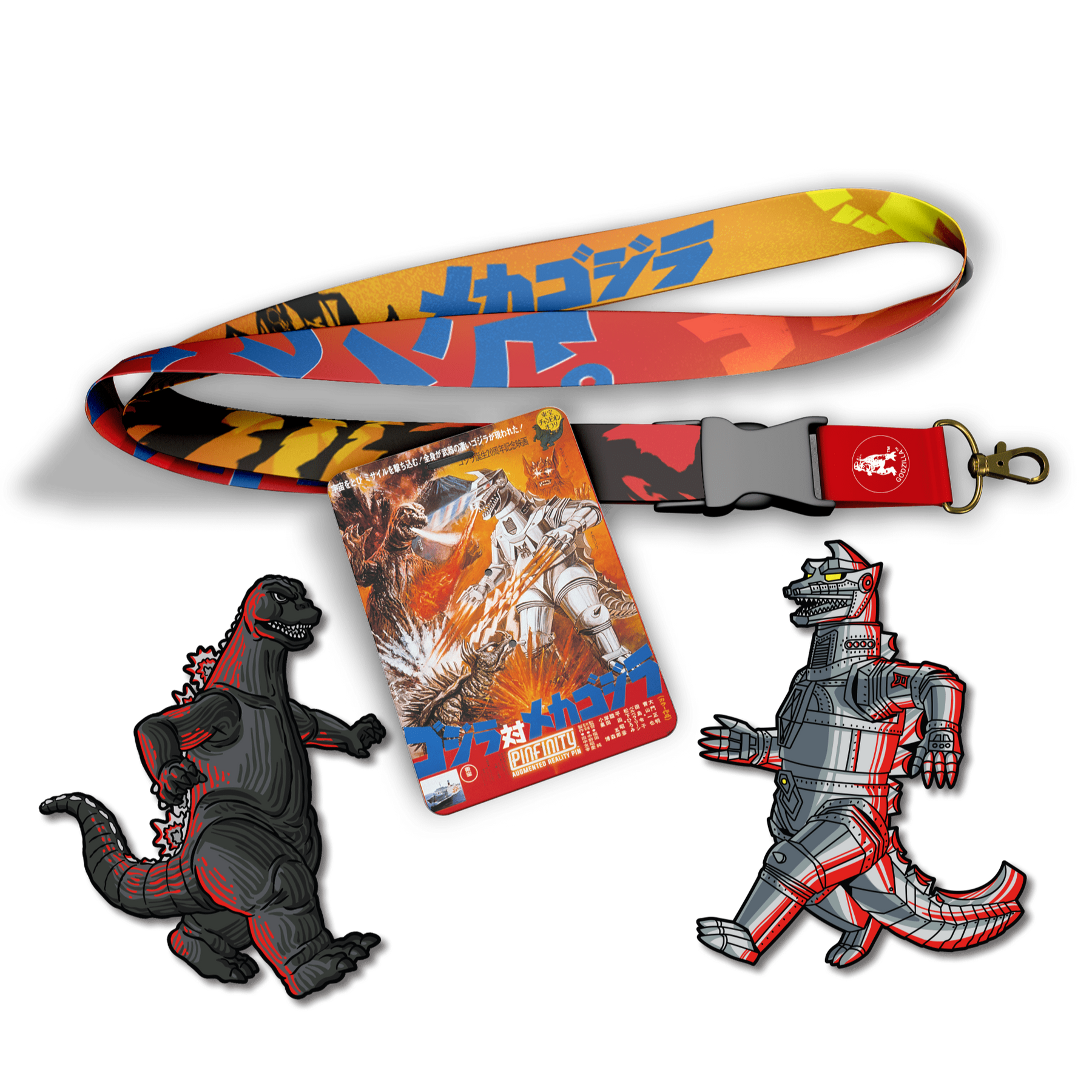 Godzilla VS Mechagodzilla Pin and Lanyard Set (Showa Era Godzilla VS Mechagodzilla Pin and Lanyard Set (Showa Era