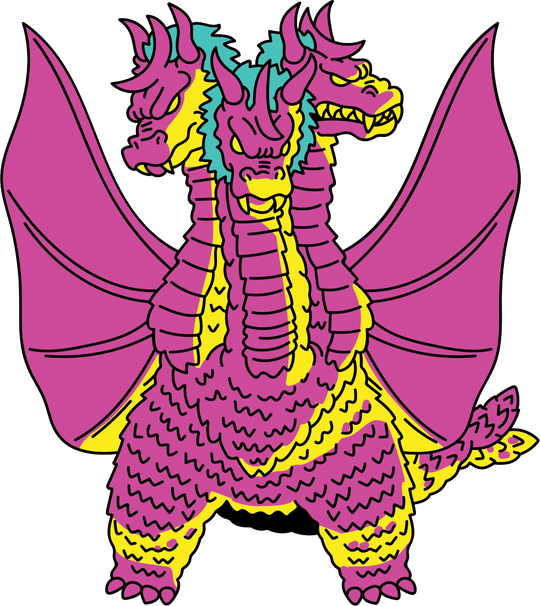 King Ghidorah Showa Era CMYK Edition AR Pin - Pinfinity - Augmented Reality Collectible Pins