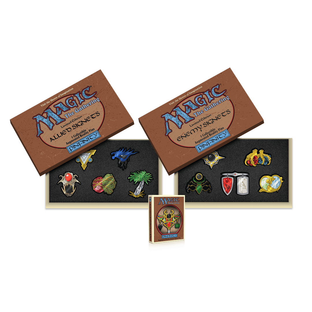 Magic: The Gathering - Allied and Enemy Signets Pin Set Bundle + Arcane Signet - Pinfinity - Augmented Reality Collectible Pins