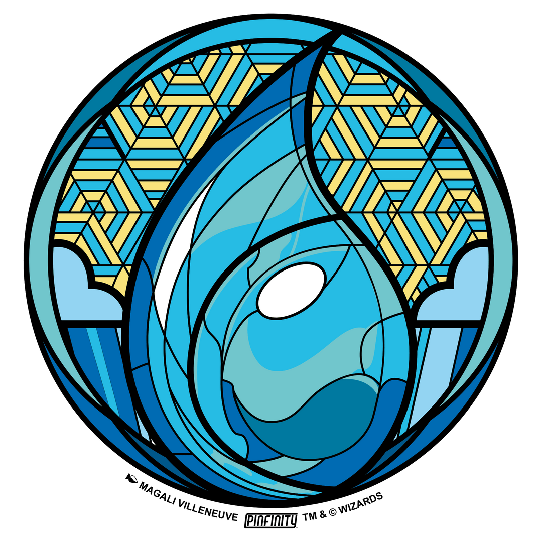 Magic: the Gathering - Stained Glass Lands Island 3” AR Sticker - Pinfinity - Augmented Reality Collectible Pins