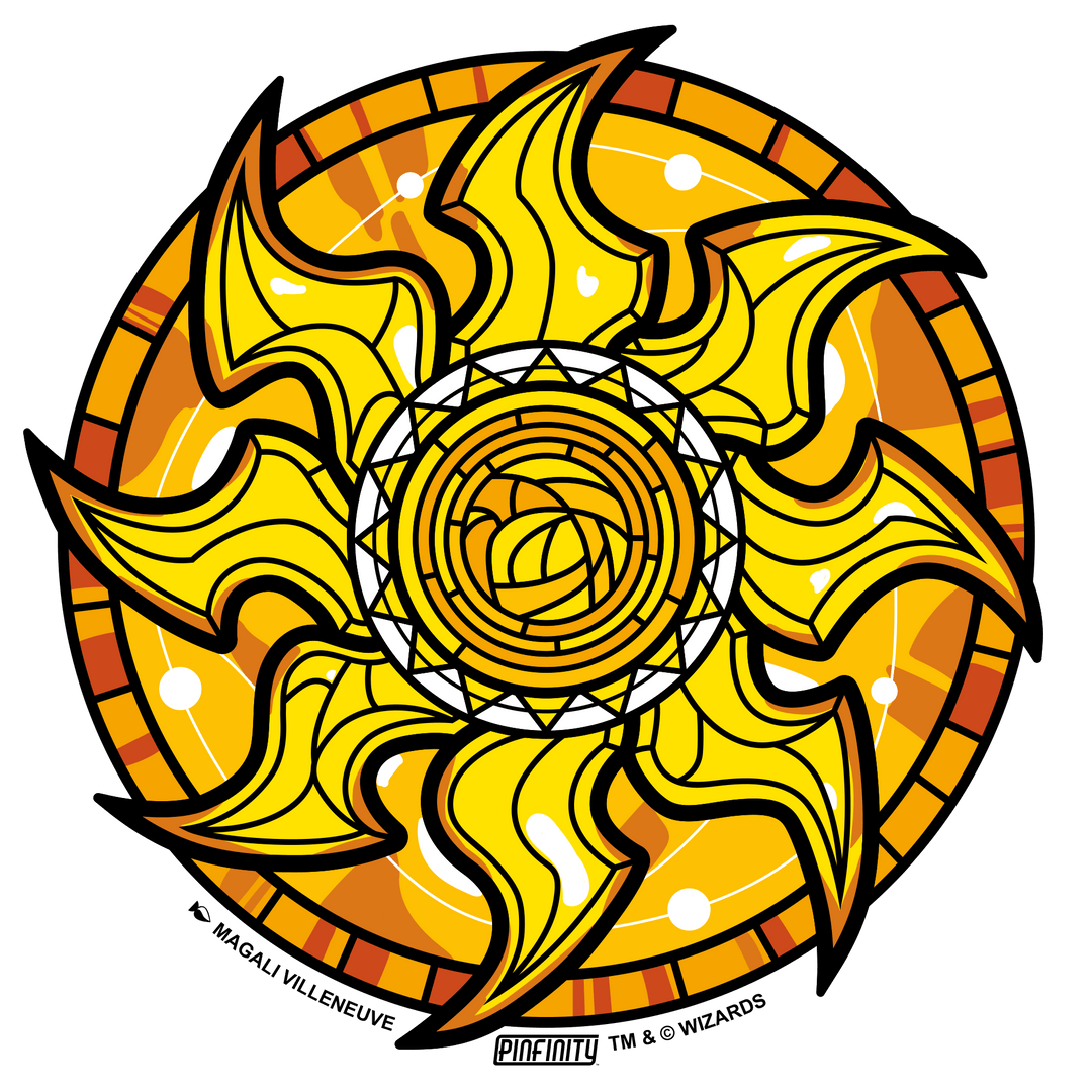 Magic: the Gathering - Stained Glass Lands Plains 3” AR Sticker - Pinfinity - Augmented Reality Collectible Pins