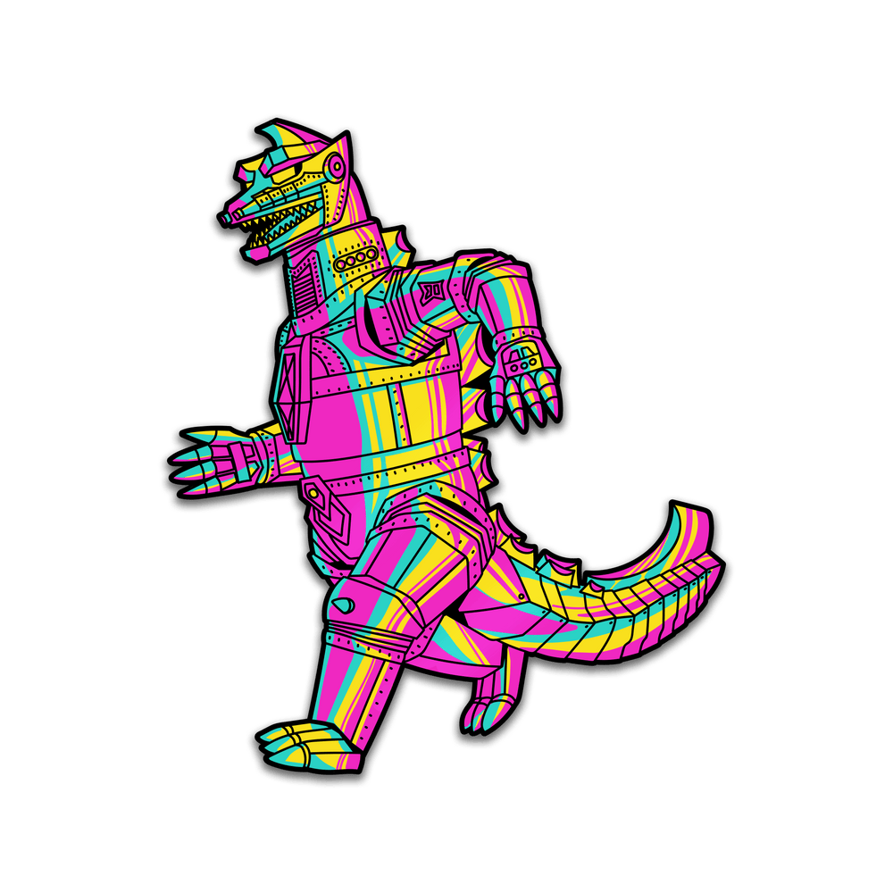 Mechagodzilla XL CMYK Edition AR Pin (Showa Era) - Pinfinity - Augmented Reality Collectible Pins