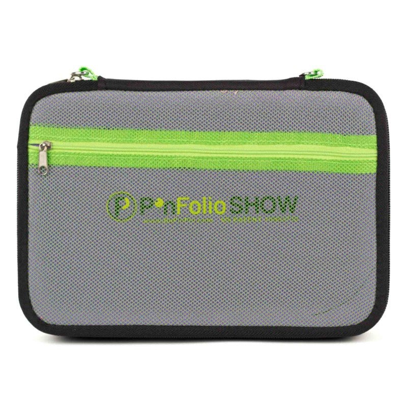 PinFolio® Show – Portable Enamel Pin Display and Storage Case with Stick'N'Go® Technology, Holds 100 Pins, Clear Front Window, Adjustable Strap - Pinfinity - Augmented Reality Collectible Pins