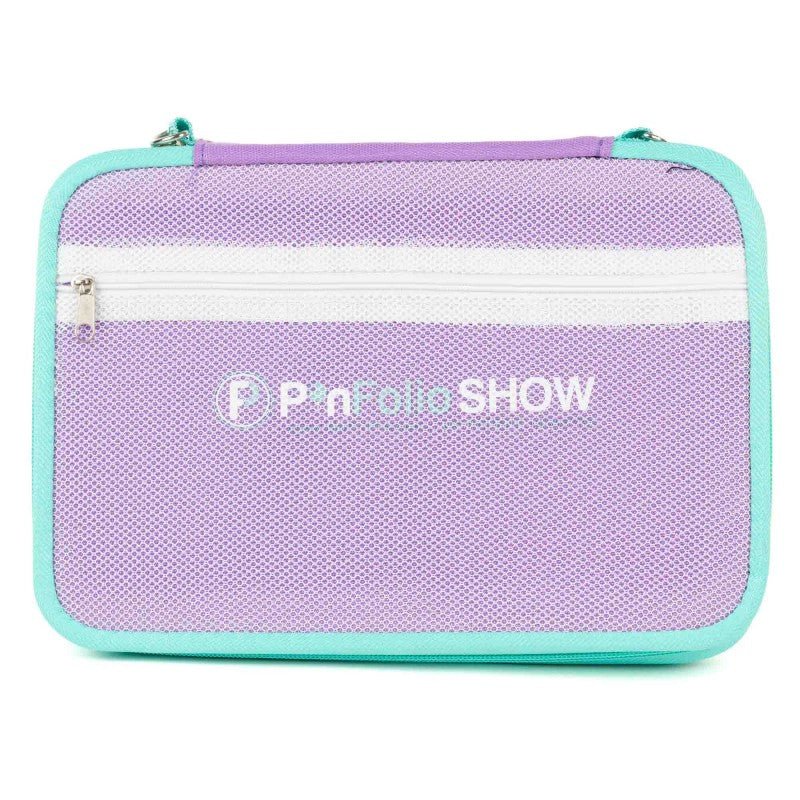PinFolio® Show – Portable Enamel Pin Display and Storage Case with Stick'N'Go® Technology, Holds 100 Pins, Clear Front Window, Adjustable Strap - Pinfinity - Augmented Reality Collectible Pins