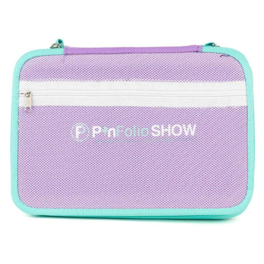 PinFolio® Show – Portable Enamel Pin Display and Storage Case with Stick'N'Go® Technology, Holds 100 Pins, Clear Front Window, Adjustable Strap - Pinfinity - Augmented Reality Collectible Pins