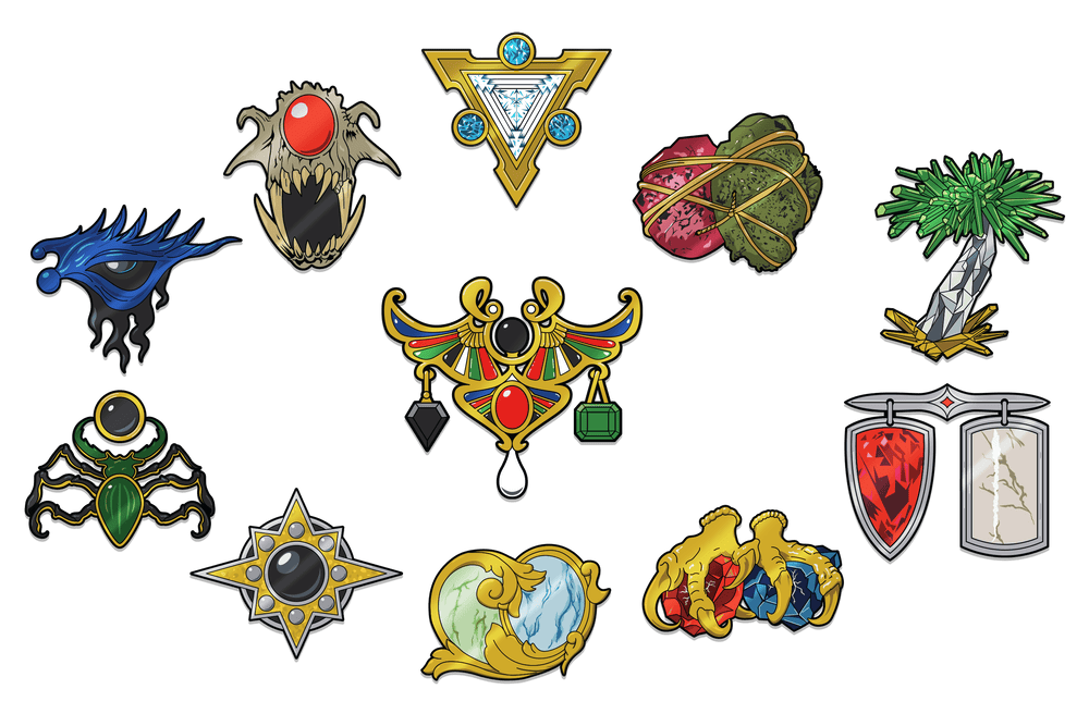 Magic the Gathering - Allied and Enemy Signets Pin Set Bundle + Arcane Signet - Pinfinity - Augmented Reality Collectible Pins