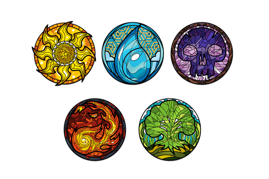 Magic: the Gathering - Stained Glass Mana Set - Pinfinity - Augmented Reality Collectible Pins